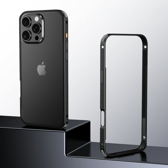 Aluminum Frame Metal Bumper Frame Slim Hard Case Cover for iPhone 13 Pro, Metal Frame Armor with Soft Inner Bumper, Raised Edge Protection For iPhone 13 Pro,Black