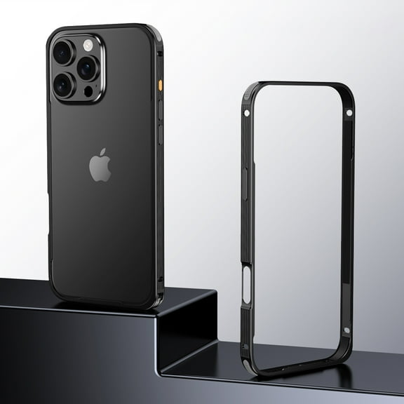 Aluminum Frame Metal Bumper Frame Slim Hard Case Cover for iPhone 14 Pro Max, Metal Frame with Soft Inner Bumper, Raised Edge Protection For iPhone 14 Pro Max, Black