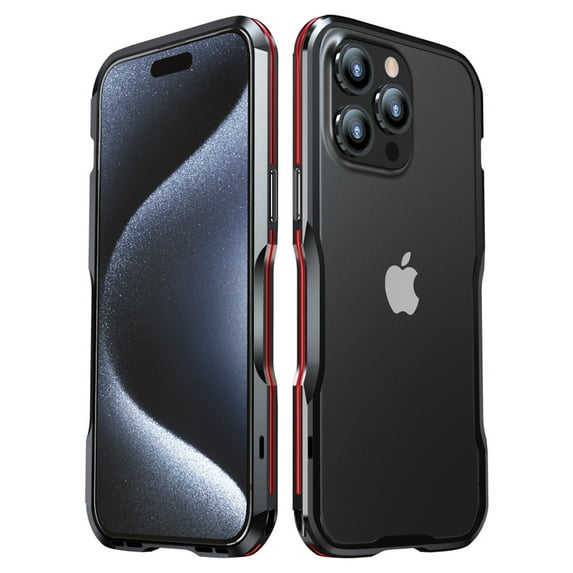 Aluminum Frame Metal Bumper Frame Slim Hard Case Cover for iPhone 15 Pro, Metal Frame Armor Bumper, Raised Edge Protection for iPhone 15 Pro 6.1 inch 2023, Red