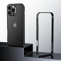 Aluminum Frame Metal Bumper Frame Slim Hard Case Cover for iPhone 15 Pro, Metal Frame with Soft Inner Bumper, Raised Edge Protection For iPhone 15 Pro, Black