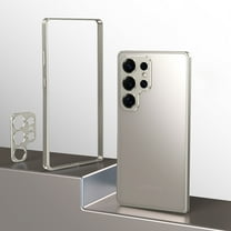 Aluminum Frame for Samsung Galaxy S24 Ultra Metal Bumper Frame Slim Hard Case Cover, with Camera Lens Protective Cover, No Backplane, Corners Drop Protection for Samsung Galaxy S24 Ultra, Titanium