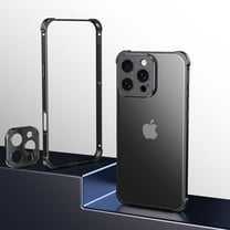 Aluminum Frame for iPhone 14 Metal Bumper Frame Slim Hard Case Cover, Metal Frame with Camera Lens Protective Cover, No Backplane, Corners Drop Protection for iPhone 14, Black