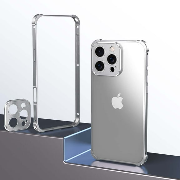 Aluminum Frame for iPhone 14 Pro Metal Bumper Frame Slim Hard Case Cover, Metal Frame with Camera Lens Protective Cover, No Backplane, Corners Drop Protection for iPhone 14 Pro, Silver