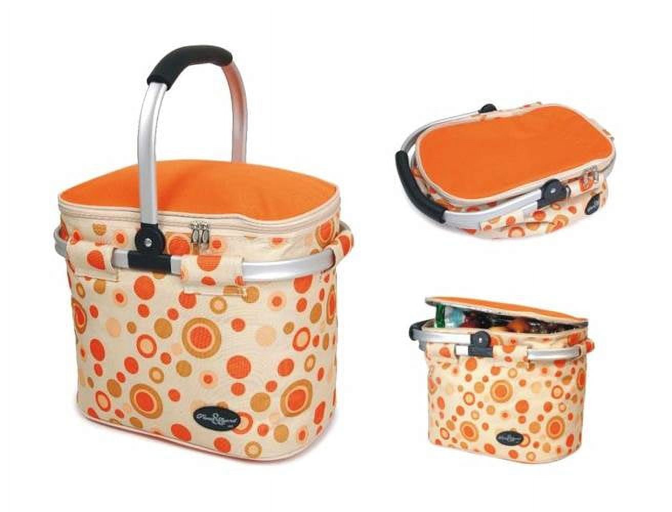 Orange and Beige Aluminum Framed Picnic Cooler Basket