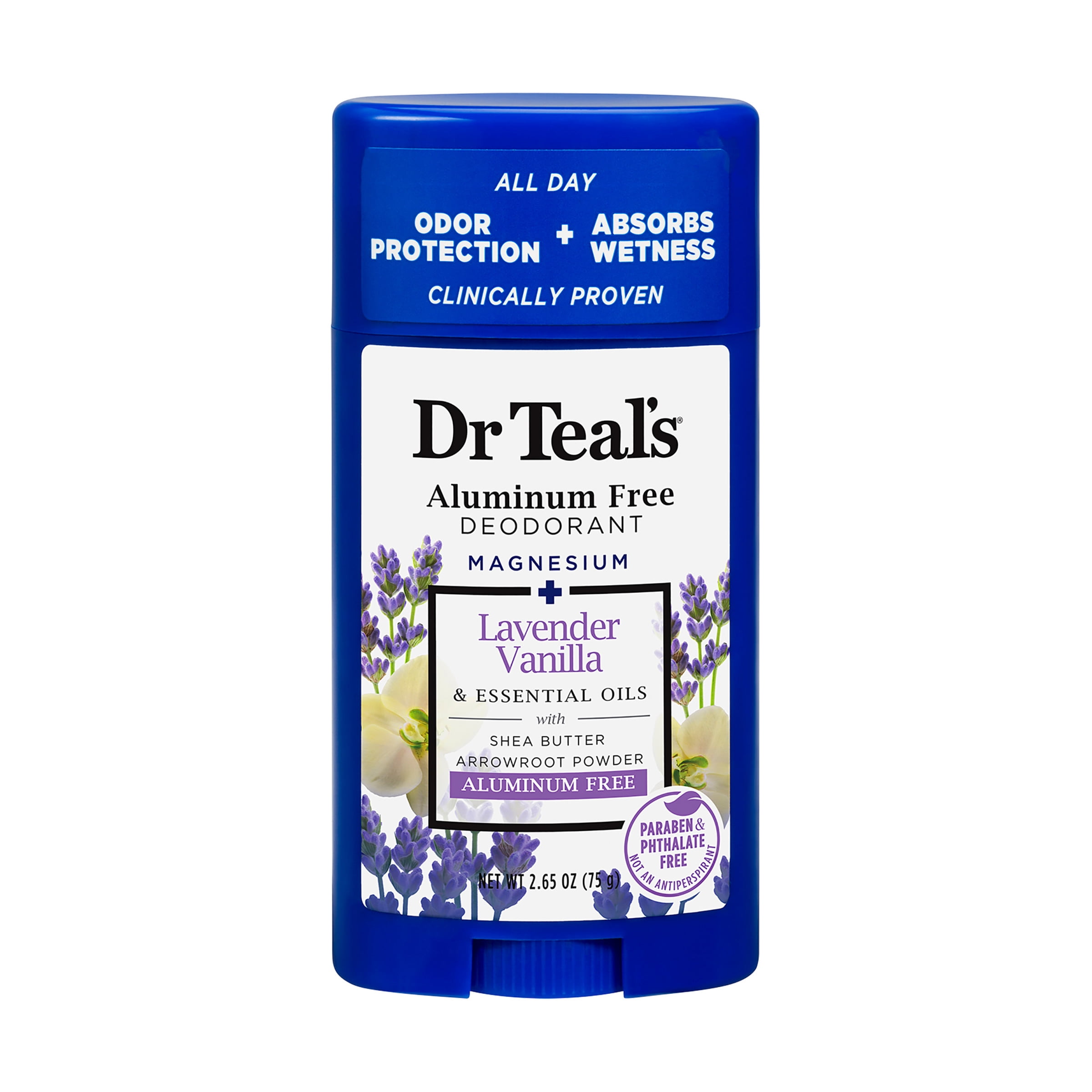 Dr Teal's Natural Body Deodorant, Lavender Vanilla with Essential Oils, Aluminum Free, 2.65 oz