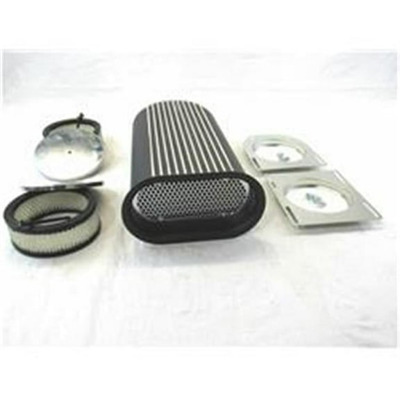 Aluminum Full Finned Hilborn Style Hood Scoop for Dual Quad Carbs, Black