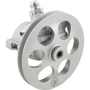 Aluminum GM Type II Power Steering Pump with Preinstalled Race Pulley, AN6 Outlet, AN8/AN10 Inlet Options, 6-Inch V-Groove Pulley, 1,600 PSI Max, Ideal for High-Speed Racing Applications