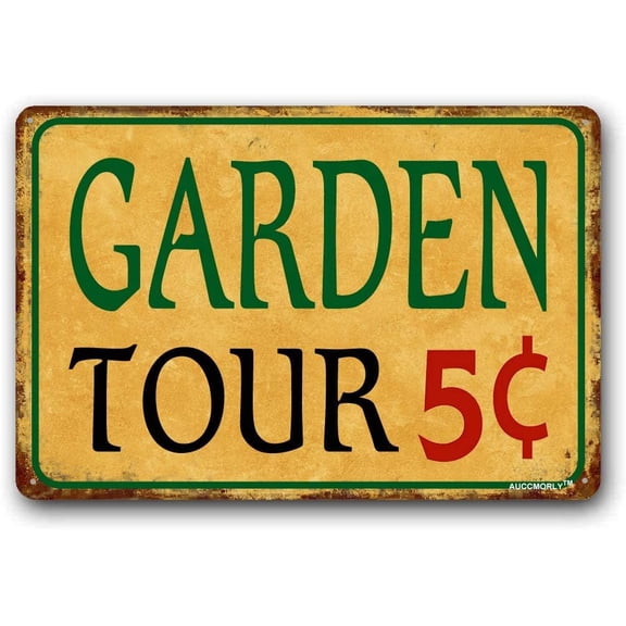 Aluminum Garden Sign, Garden Decor, Garden Tours 5 Cents, 8"x12" Gardening Metal Sign, Fade Resistant