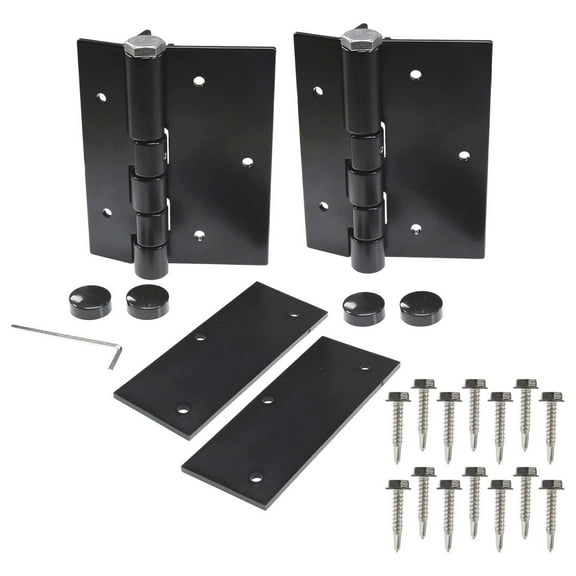 Aluminum Gate Hinges Self-Closing - Pair of 5 Inch Black Hinges for Aluminum, Vinyl, Wood & Iron Fences - Heavy Duty Spring Loaded Gate Hardware