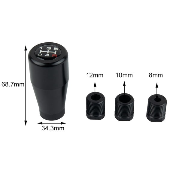 Aluminum Gear Shift Knob for 5 Speed Manual Transmissions Featuring Three Threaded Adapters M8 M10 1.25 M10 1.5