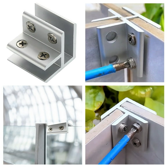 Aluminum Glass Clamp - 90 Adjustable, Suitable for 4-8mm Glass, No Drilling, Ideal for Display Cases & Balcony Railings