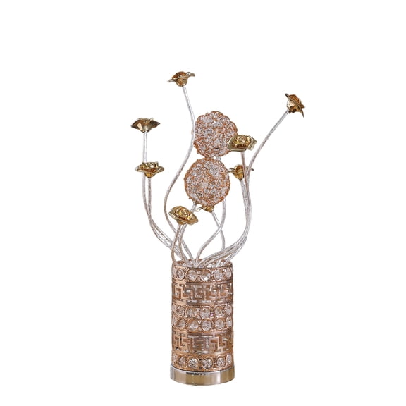 Aluminum Golden Rose Copper/Silver Wire Bud Flower Bud Table Lamp For Living Room, Nightstand Bedside Table Lamp For Bedroom, Led Lamp