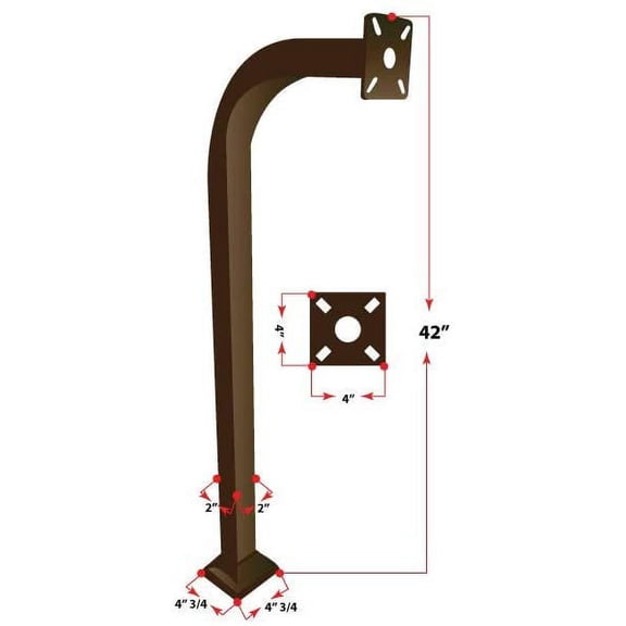 Aluminum Gooseneck Pedestal Keypad Stand Access Control Pedestal mounts gate keypad mounting Post Bronze