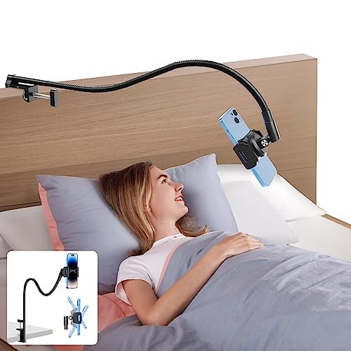 Aluminum Gooseneck Phone Holder for Bed Laying Down, Sturdy 