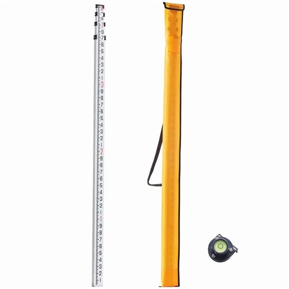 Aluminum Grade Rod, 14-Feet/10ths 6 Sections Telescopic Measuring Rod,Double-Sided Scale 1/10 ft Leveling Rod Stick,Aluminum Alloy Survey Rod w/ Bubble Level&Carrying Bag for Houses,Walls,Floors