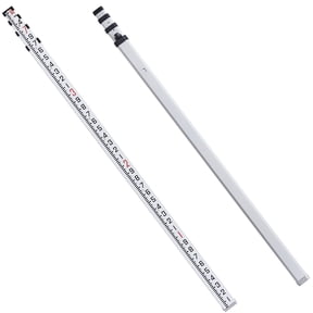 Aluminum Grade Rod 14ft Telescopic Leveling Rod with Dual-Sided Scale in 1/10 ft & Inches, 6-Section Survey Stick with Bubble Level, Locking Button, Carrying Bag for Construction & Land Survey