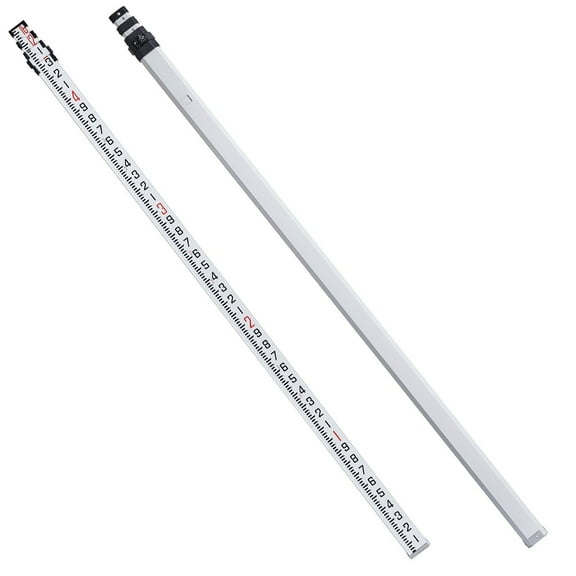 Aluminum Grade Rod, 16-Feet/10ths 4 Sections Telescopic Measuring Rod,Double-Sided Scale 1/10ft Leveling Rod Stick,Aluminum Alloy Survey Rod w/ Bubble Level &Carrying Bag for Houses,Walls,Floors