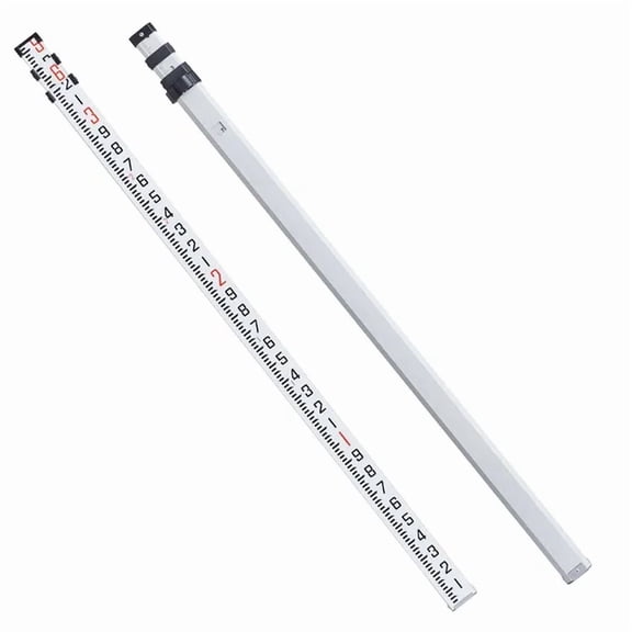 Aluminum Grade Rod, 9-Feet/10ths 3 Sections Telescopic Measuring Rod,Double-Sided Scale 1/10ft Leveling Rod Stick,Aluminum Alloy Survey Rod with Bubble Level&Carrying Bag for Houses,Walls,Floors