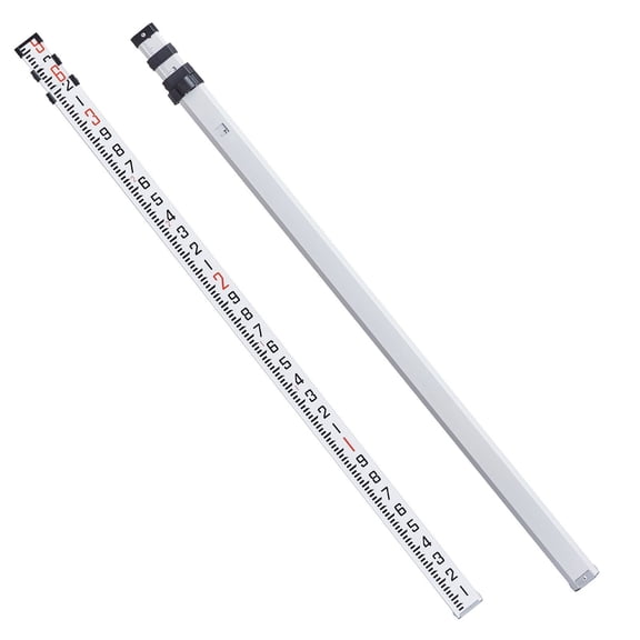 Aluminum Alloy Telescopic Leveling Rod 9 Feet 3 Sections Double Sided Scale 1/10ft with Bubble Level and Carrying Bag for Surveying Houses Walls Floors
