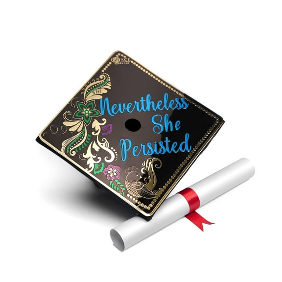 Aluminum Graduation Cap Topper, Graduation Cap Decorations, Nevertheless She Persisted