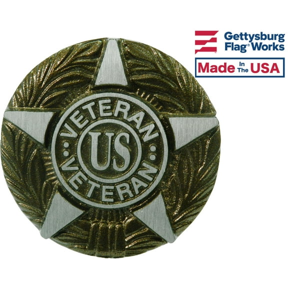 Aluminum Grave Marker Universal Service, US Veteran Plaque, Cemetery Memorial Flag Holder, Made in USA