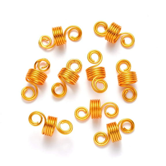 Aluminum Hair Braid Dreadlock Beads Dread Cuff Coil Wire Hair Coil Cuffs 5 Loops Gold 22~23x10mm Hole: 4mm 8mm Inner Diameter Gold