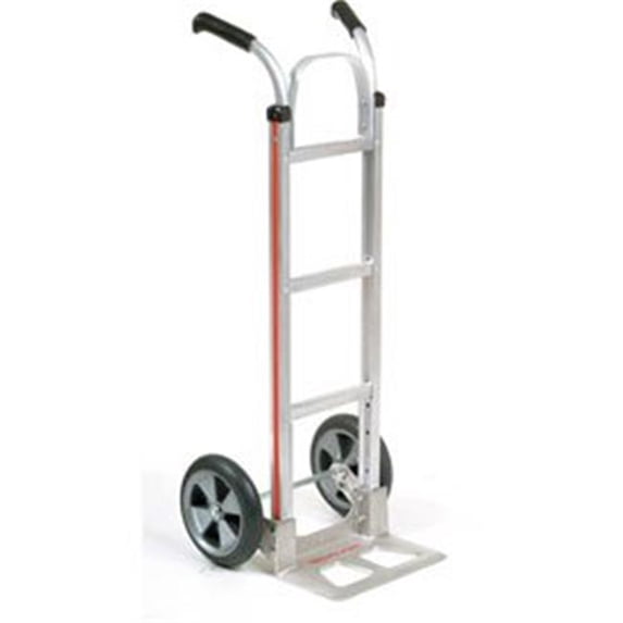 Aluminum Hand Truck - Gray - Double Handle - 500 lb Capacity - Balloon Wheels