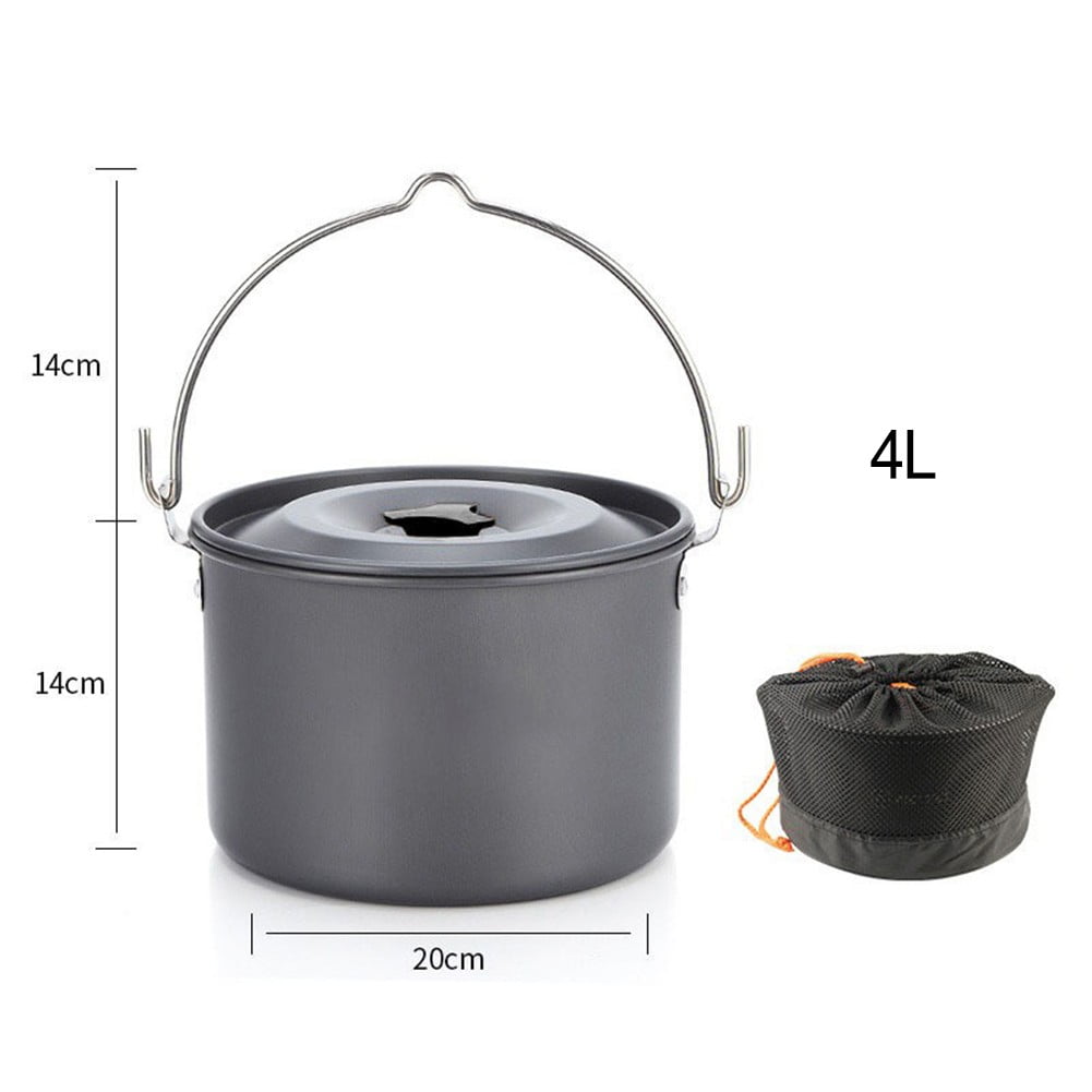 Aluminum Hanging Pot Camping Cooking Pot Large Capacity 4L 4L Outdoor Cooking Pot 22*17*22Cm Camping Activities
