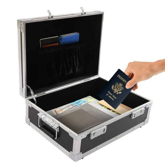 Aluminum Hard Case Suitcase Briefcase Toolbox Storage Box Tool Case Box Carrying Case Black