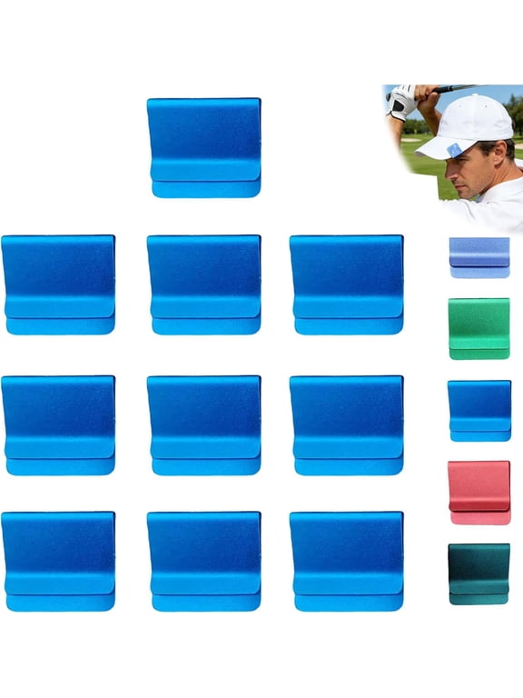 Aluminum Hat Brim Clips for Laser Engraving, 10 Pack Custom Hat Accessories with Brushed Aluminum Cap Clip for Baseball Caps & Visors(blue)Q
