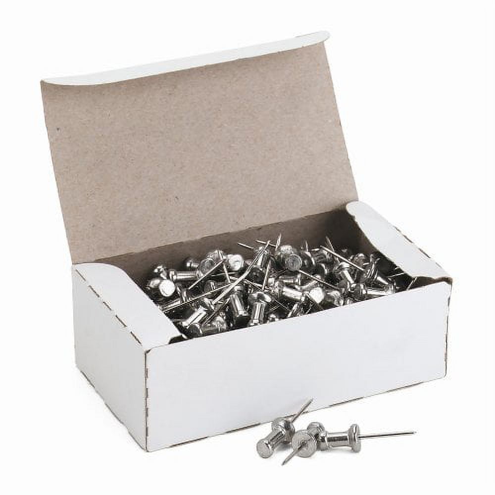 Advantus Aluminum Head Push Pins Steel 5/8-Inch Point Silver 100 per Box (cpal5)