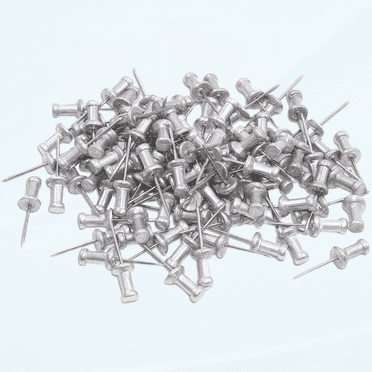 Gem Aluminum Head Push Pins – 3/8" Head, Silver, 100 Per Box, CPAL3, Steel Pin