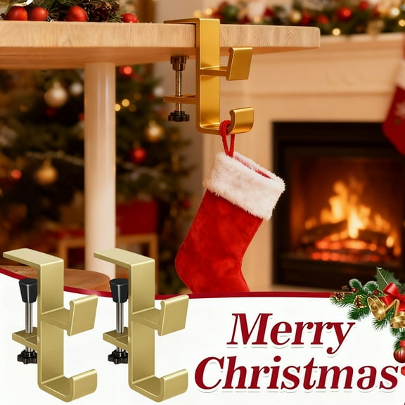 Aluminum Headphone Hanger Stand - Dual Hook Desk Mount for Gaming Headsets, Black & Gold