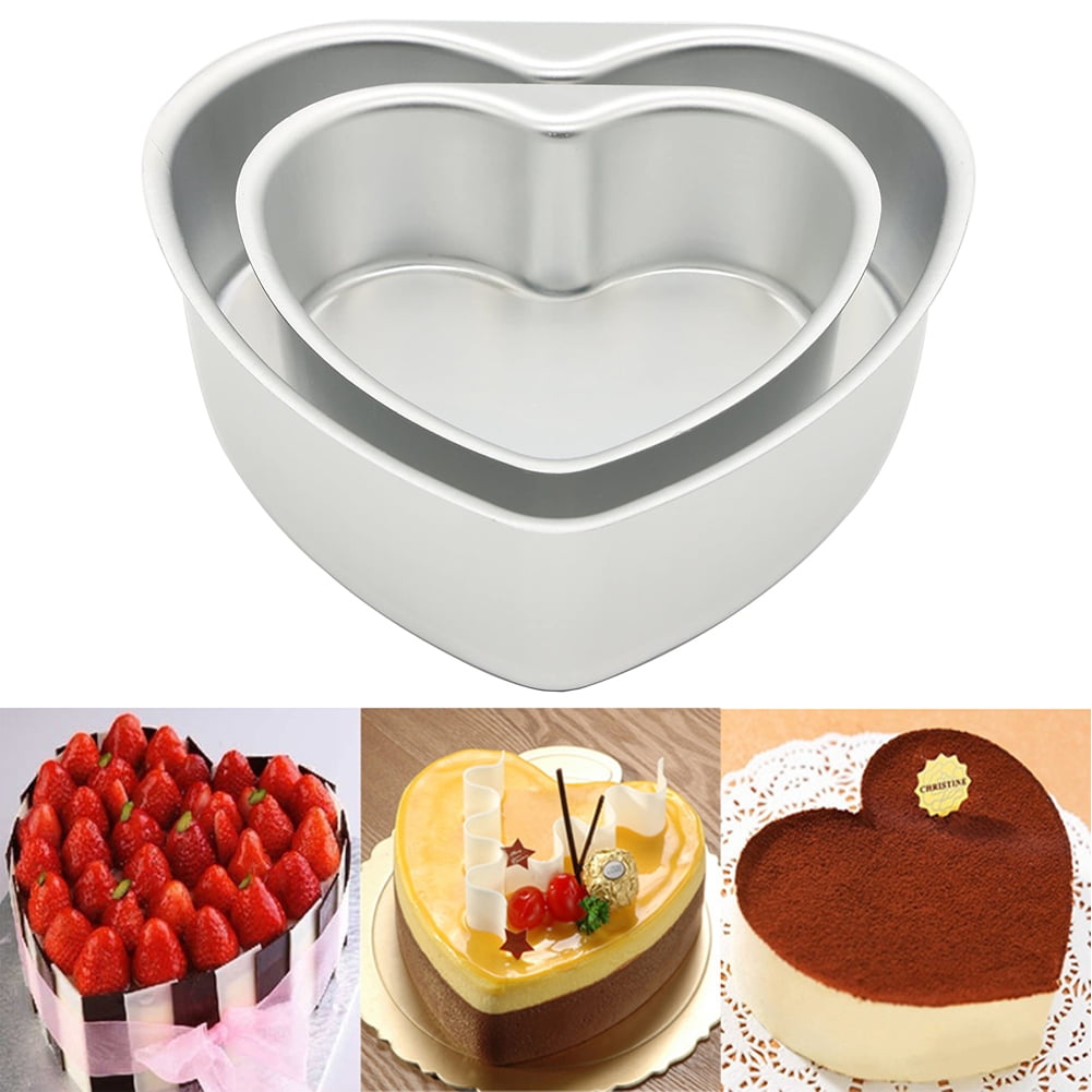 Manunclaims Aluminum Heart Shaped Cake Pan Set DIY Baking Mold Tool with  Non-stick Removable Bottom - 6 inch & 8 inch & 10 inch