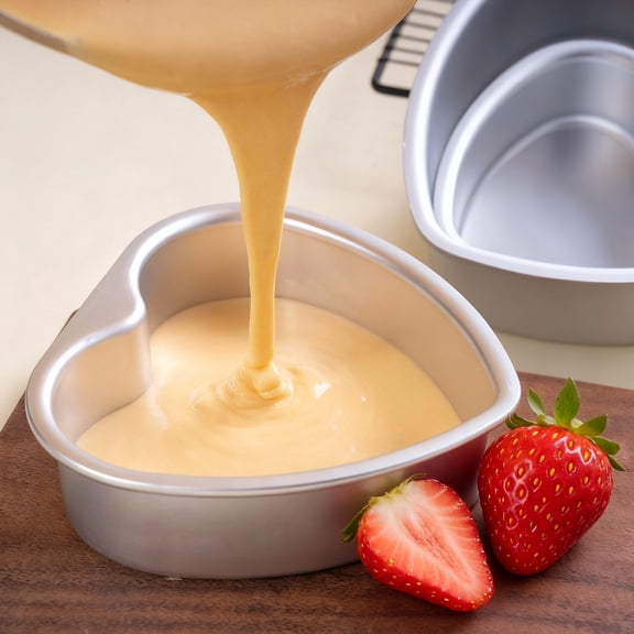 Aluminum Heart Shaped Cake Pan with Removable Bottom, Baking Mold for Birthdays Christmas Parties Home Desserts