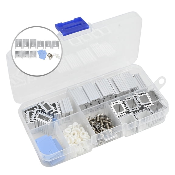 Aluminum Heat Sink And Insulator Mounting Kit,For TO-220 For MOSFET Transistors, 30Pcs With Screws Washers Bushings Rubber Silicone