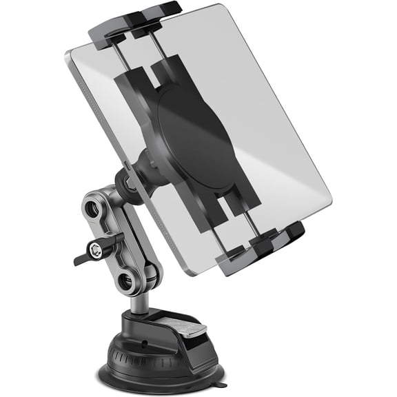 Aluminum Heavy Duty Dashboard & Windshield Tablet Holder Car Mount, 3602-Stage Stand Metal Bracket Suction Cup for 4.7-12.9" iPad Pro/Air/Mini/Samsung Galaxy Tab, Truck Wall Desk Kitchen