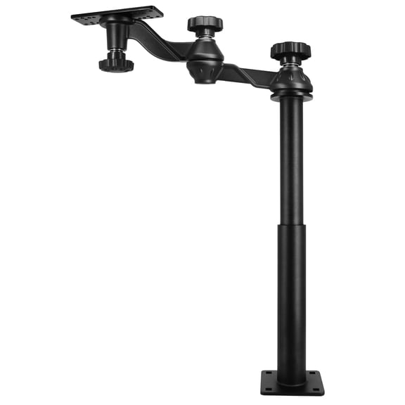 WINDFRD Aluminum Height Telescopic Fish Finder Mount with Dual Horizontal Swing Arm, Marine Electronics Mount for 7"-16" Large Depth Finder Display, Compatible with Garmin, Lowrance, Humminbird