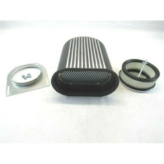 Aluminum Hilborn Style Full Finned Hood Air Scoop Kit with Single 4 BBL Carb, Black