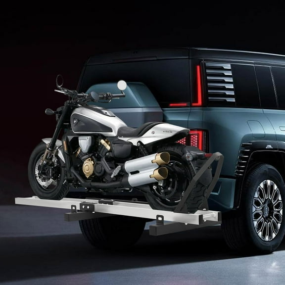 Aluminum Hitch Carrier for Dirt Bikes, Motorcycle Bracket Black and Silver Motorcycle Carrier, Steel and Aluminum Alloy