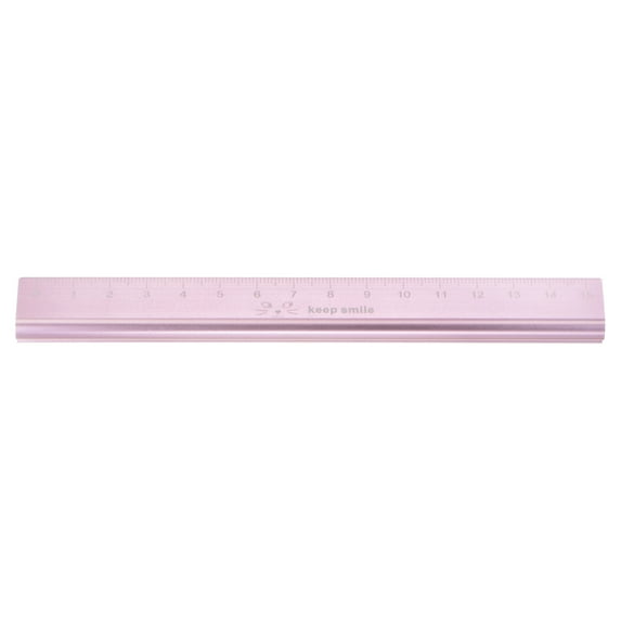 Aluminum Hollow Scale Ruler 15cm Straight Metal Ruler, Rose Red