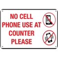 thumbnail image 1 of Aluminum Horizontal Metal Sign Multiple Sizes No Cell Phone Use at Counter Please White With Border Weatherproof Street Signage 10x7Inches, 1 of 5