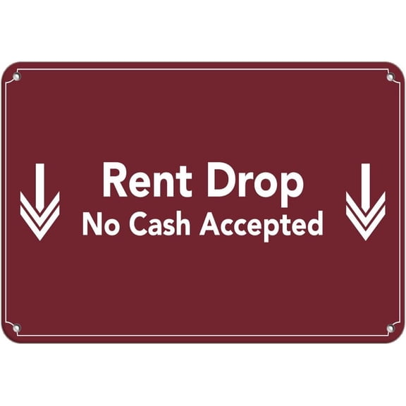 Aluminum Horizontal Metal Sign Multiple Sizes Rent Drop No Cash Accepted D Feature Department Red Business with Border Weatherproof Street Signage 10x7Inches