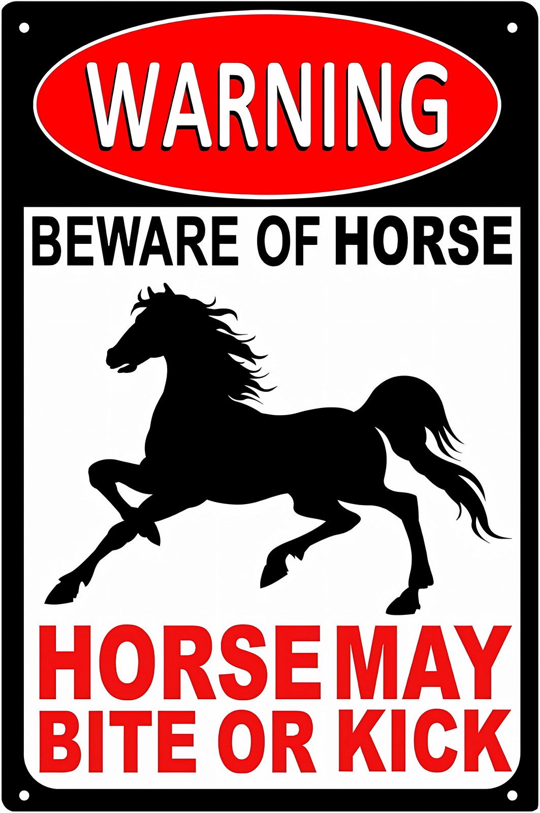 Aluminum Horse Sign Beware of Horse 12 x 8 Inches - Aluminum Warning ...