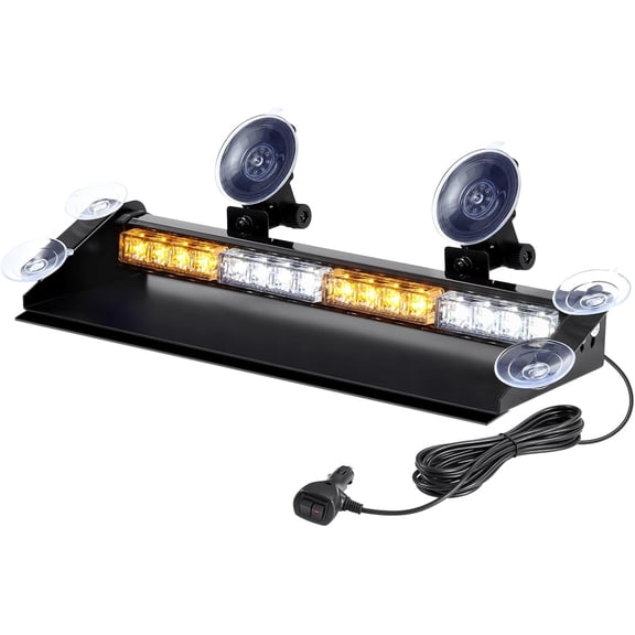 Aluminum Housing Amber White LED Emergency Strobe Dash Light bar for Trucks Construction Vehicles Security Cars, 29 Flash Patterns Front Windshield Rear Window Safety Warning Lightbar
