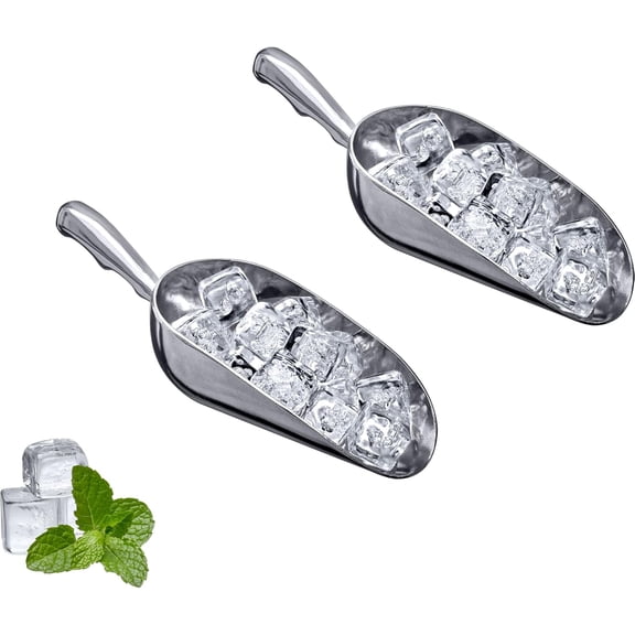 Aluminum Ice Scoops (Set of 2), Cast Aluminum Utility Scoops, Food-Grade, Good for Home and Commercial Use, NOT Dishwasher-Safe, Hand-Wash Recommended