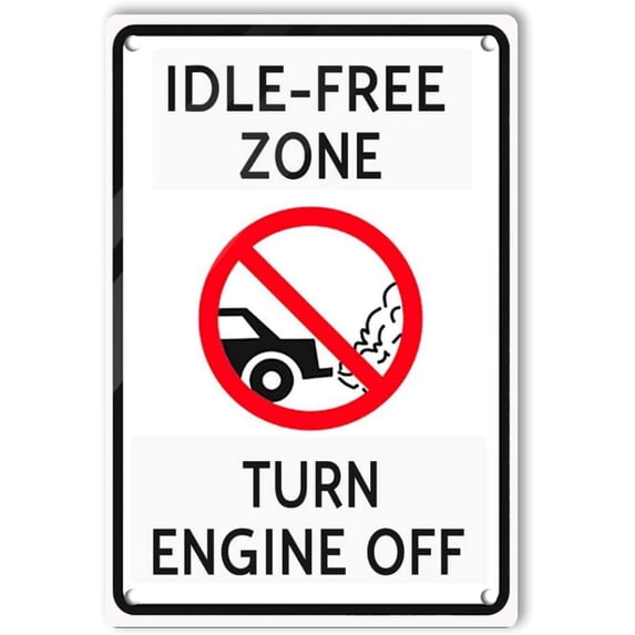 Aluminum Idle Free Zone Turn Off Engine Sign 8 x 12 Inches Aluminum Warning Metal Signs, Indoor or Outdoor Use for Home Business, UV Protected & Waterproof