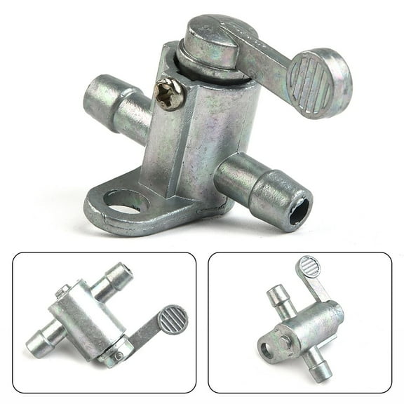 Aluminum Inline Fuel Tank Tap Switch 8Mm,5/16 Inch,For Motorcycle,For Dirt Bike, And For ATVs,On/Off Petcock With Silver Finish, 1.6X1.8inch
