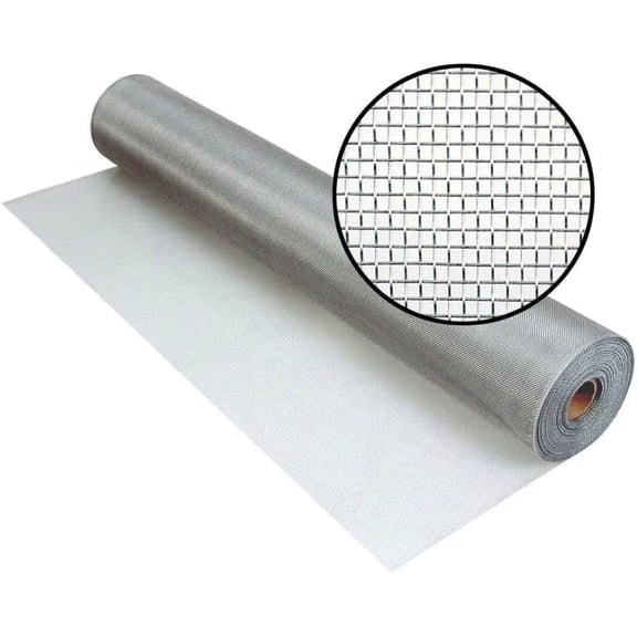 Aluminum Insect Screen Mesh Kit - (30 in x 100 ft) Roll of Aluminum Screen Wire & Roller Tool - Aluminum Screen Rolls for Patio & Window Screen Replacement - Silver