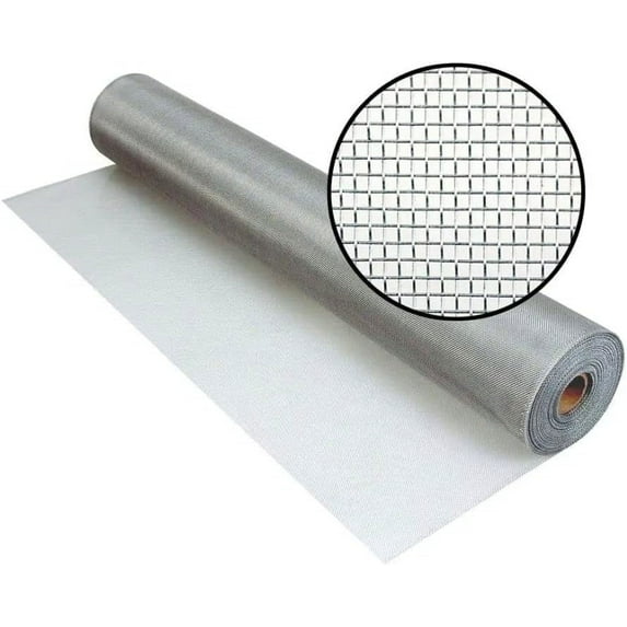 Aluminum Insect Screen Mesh Kit - (48 in x 100 ft) Roll of Aluminum Screen Wire & Roller Tool - Aluminum Screen Rolls for Patio & Window Screen Replacement - Silver